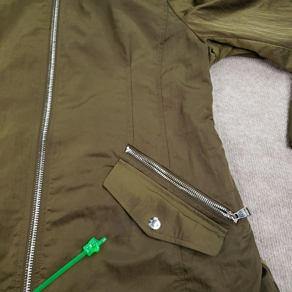 Karl Lagerfeld Jacket Women Size Large Green Hooded Windbreaker Pockets Full Zip - Picture 10 of 11